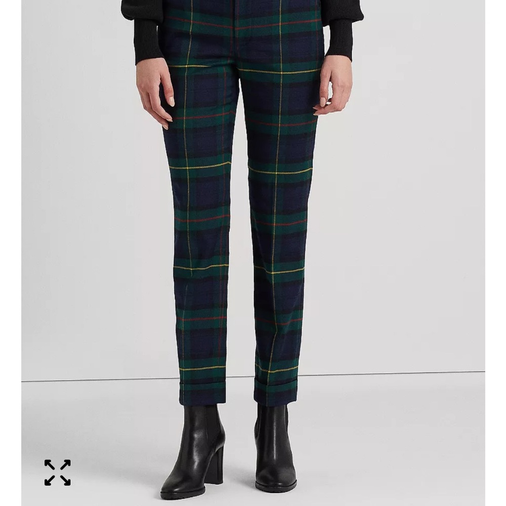 NWT Lauren Ralph Lauren Women's Plaid Pleated Twill Ankle Pants